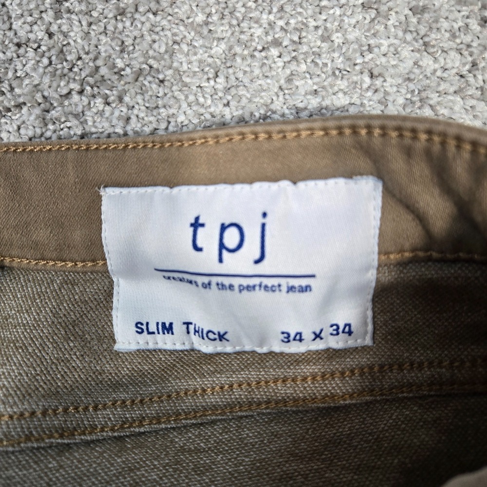 The Perfect Jean TPJ Jeans Mens 34x34 (fit 35x33) Slim Thick khaki tan stretch - Picture 4 of 10